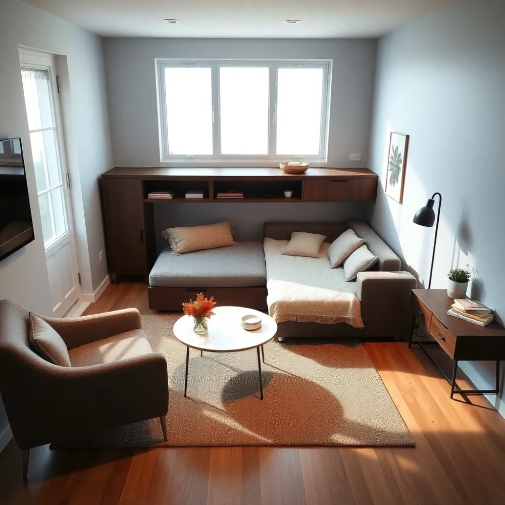 Łóżko w salonie aranżacje