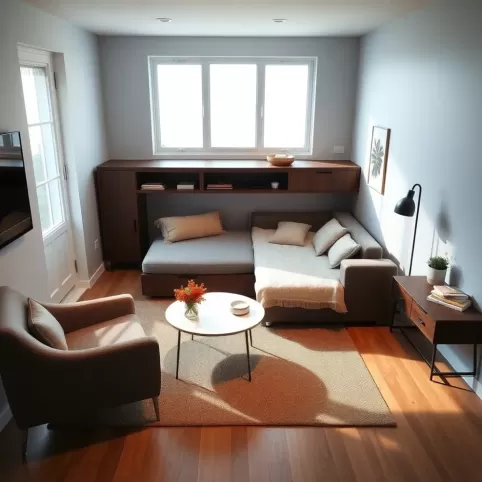 Łóżko w salonie aranżacje