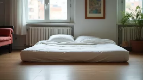 Materac na podłodze zamiast łóżka